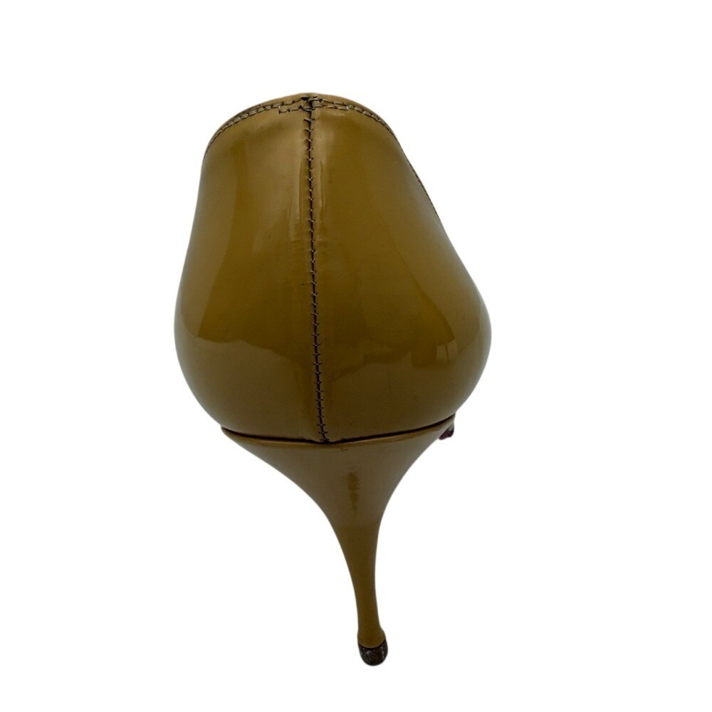 Christian Louboutin Patent Leather Peep Toe Pump Heel Yellow Sz 38.5 Evening - Picture 8 of 16